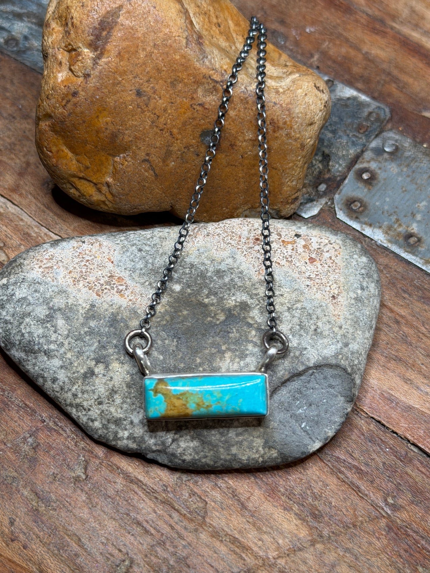 Rachel - Mini Turquoise Bar Necklace - 17.25" Long