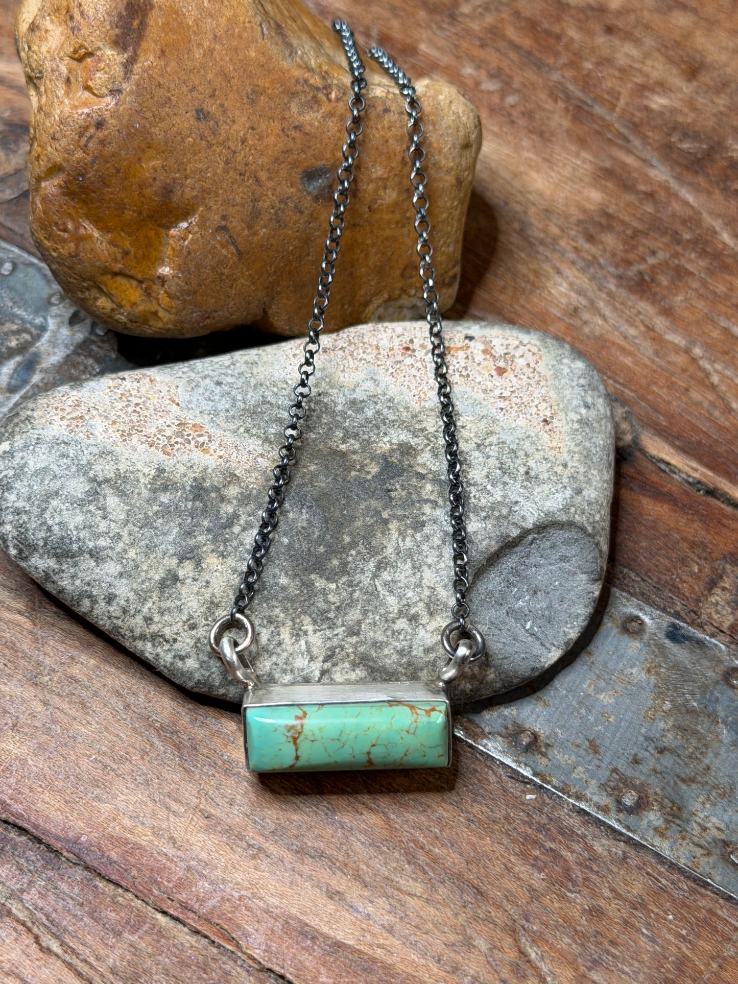 Sarah - Turquoise Mini Bar Necklace - 17" Long