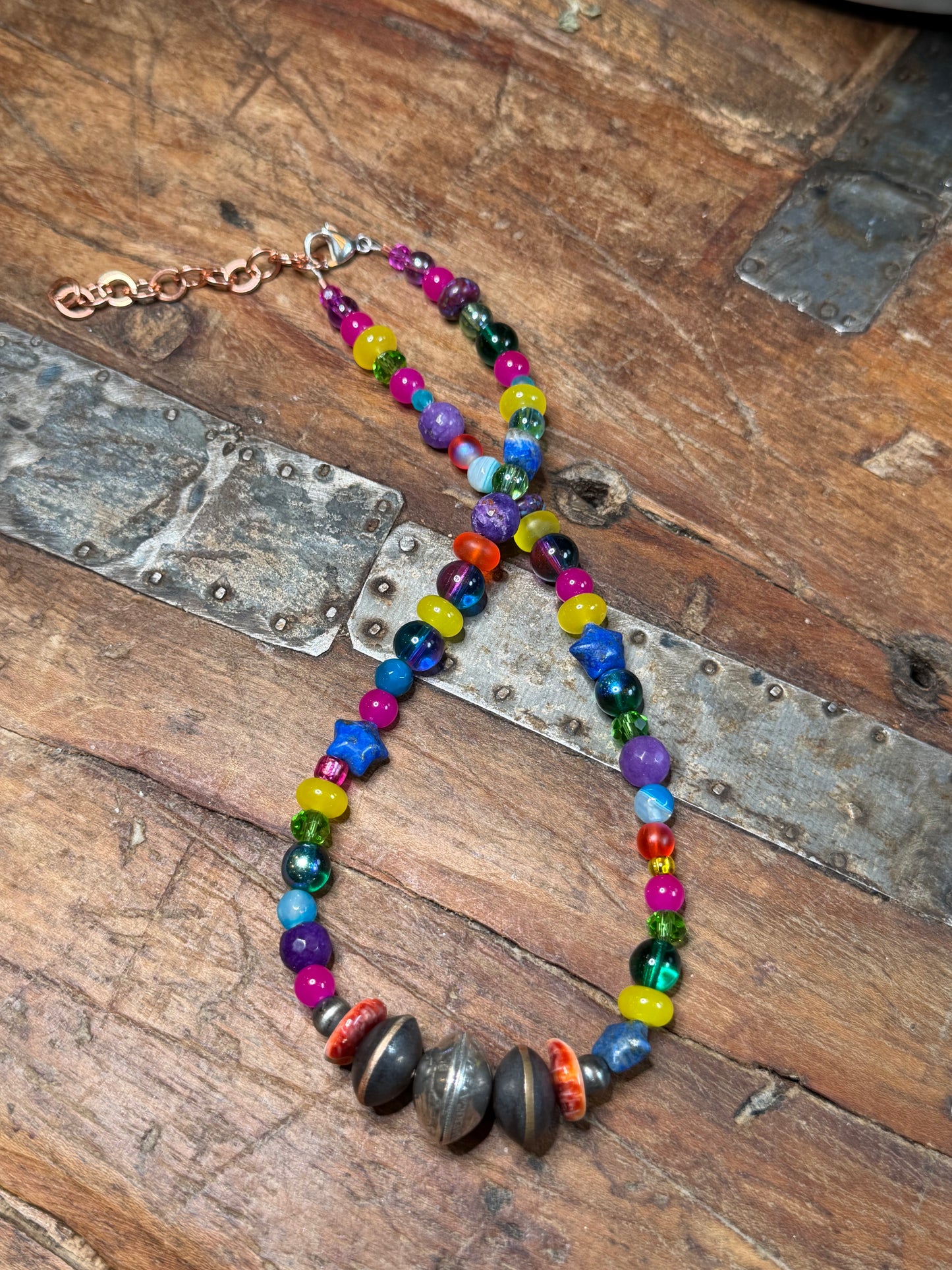 Jenny - Carnival Bead Necklace - 15.25" to 17.25" Long
