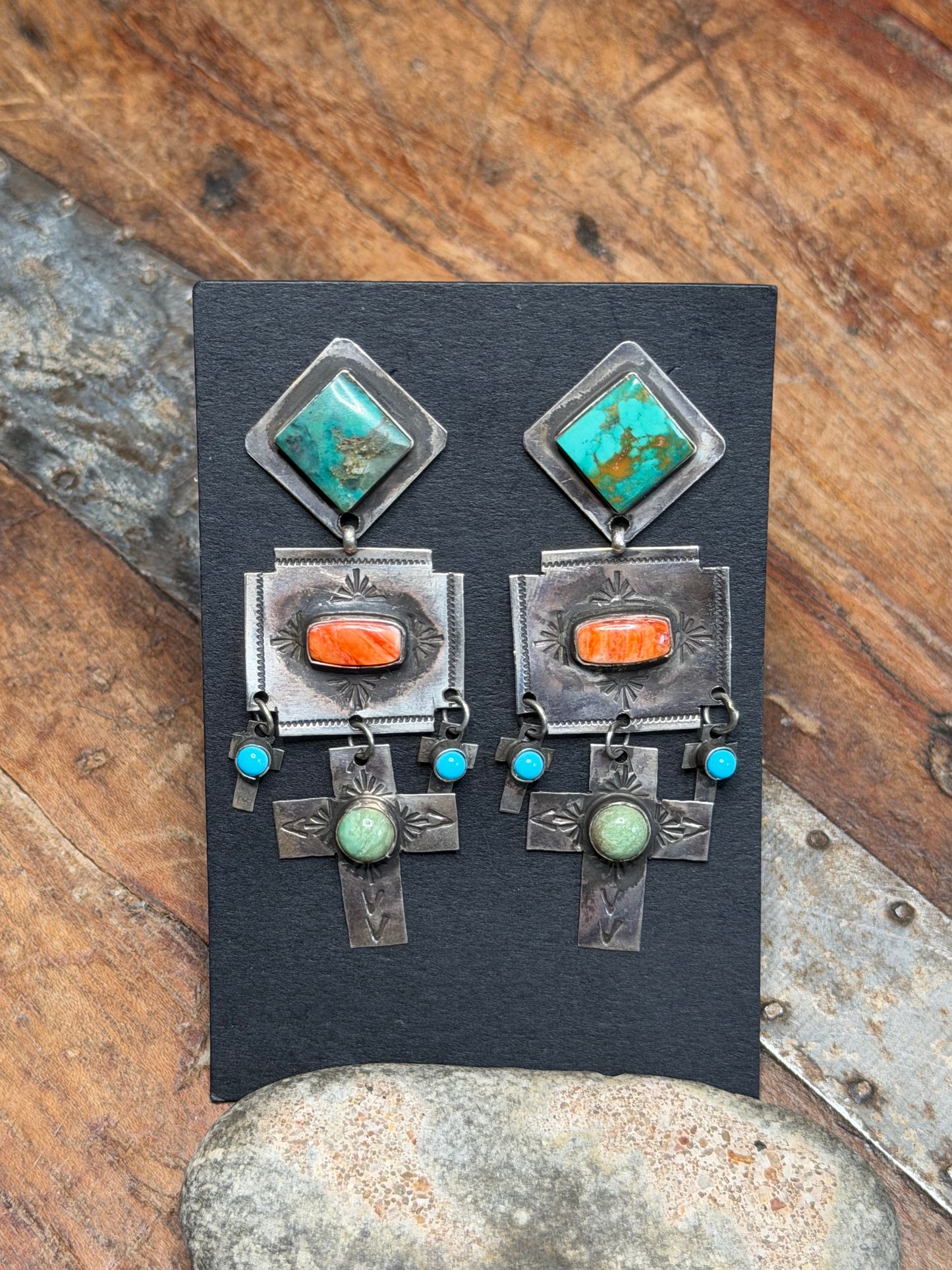 Vatech - Rita Lee 3 Tier Cross Dangle Earrings