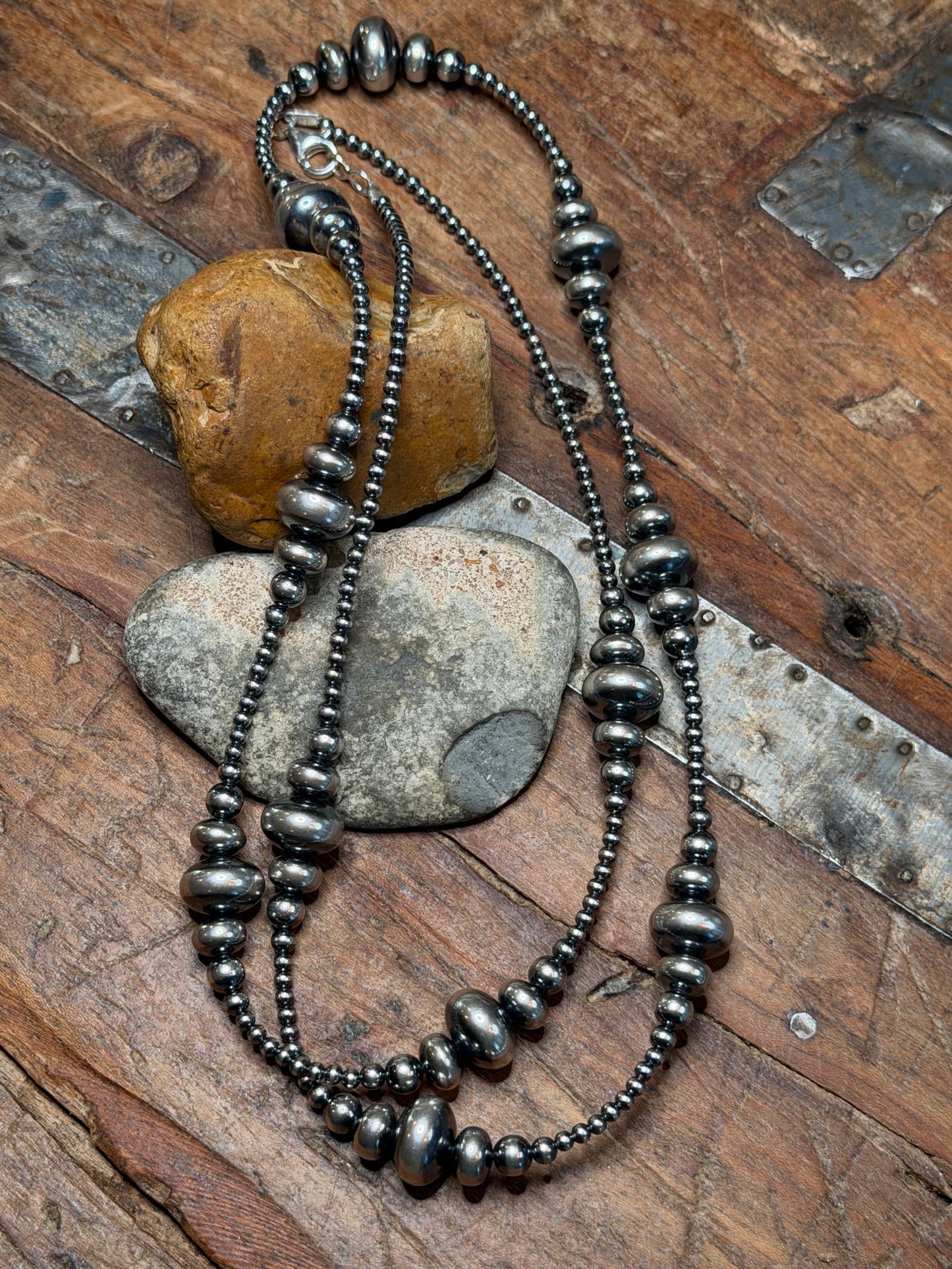 Mel - 3mm to 13mm Machine Made Graduated Beaded Necklace - 36" Long
