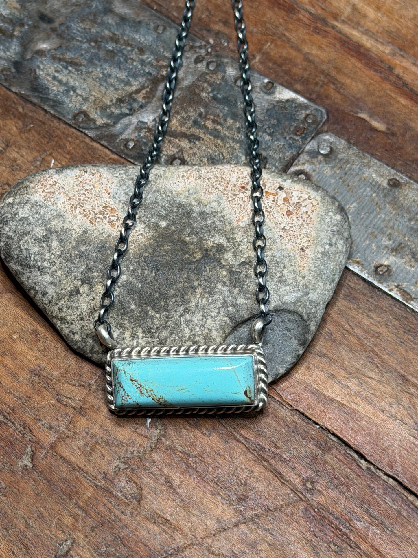 Brit - Turquoise Medium Bar Necklace - 17" Long