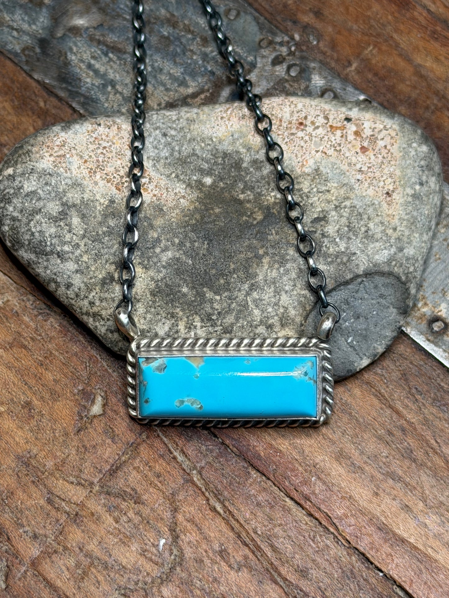 Aubrie Marie - Turquoise Medium Bar Necklace - 17" Long