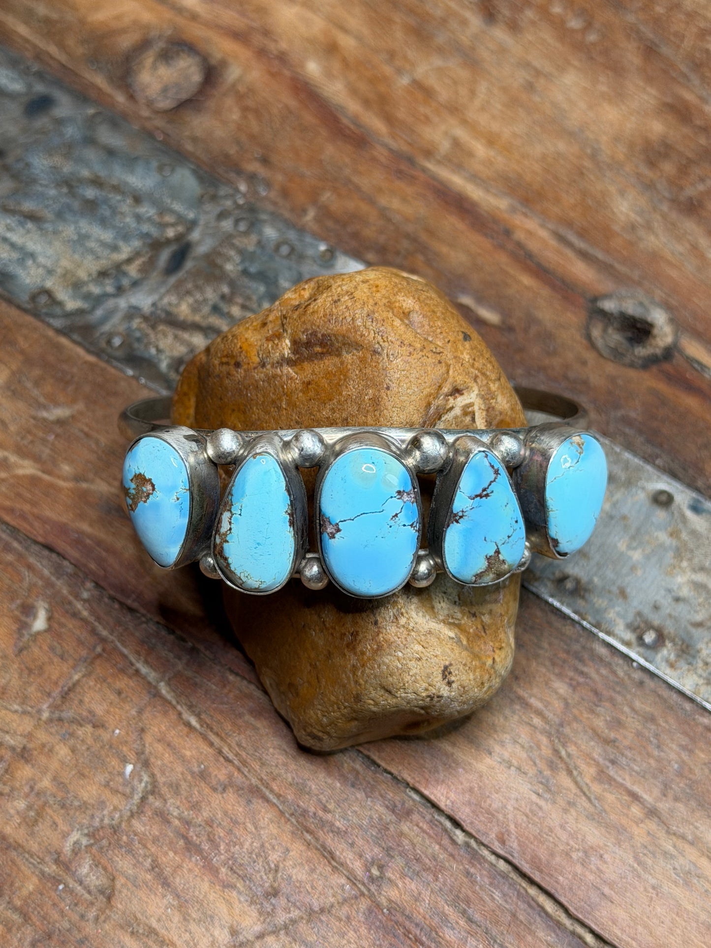 Melissa - Sterling Cuff w Golden Hills Stones