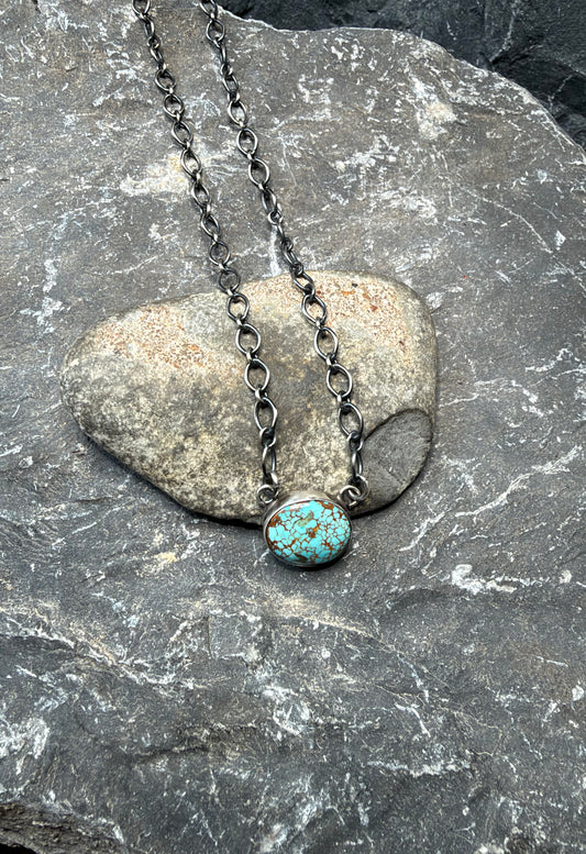 Michele - Turquoise Mini Round Bar Necklace - 19.75" Long